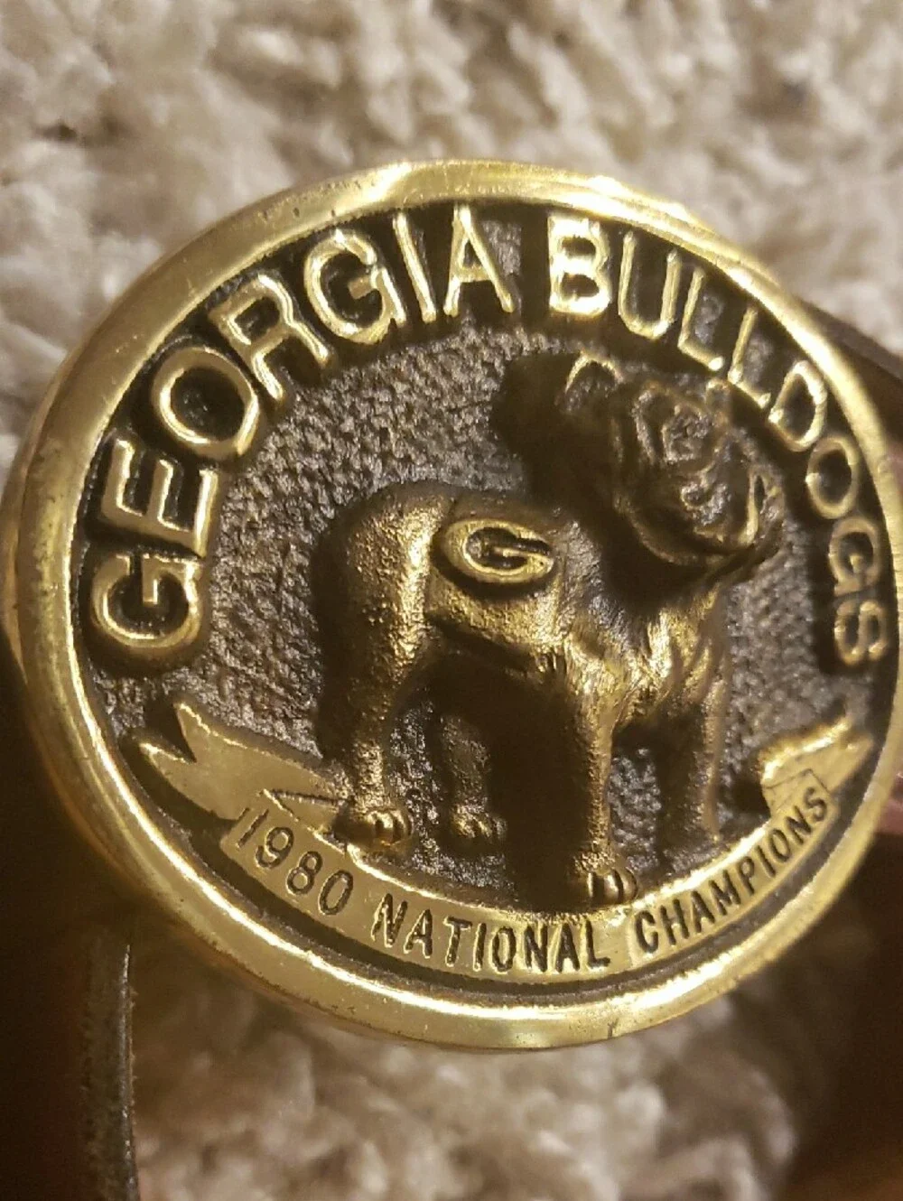 1980 Georgia Bulldogs Brown Leather Belt with Brass Buckle